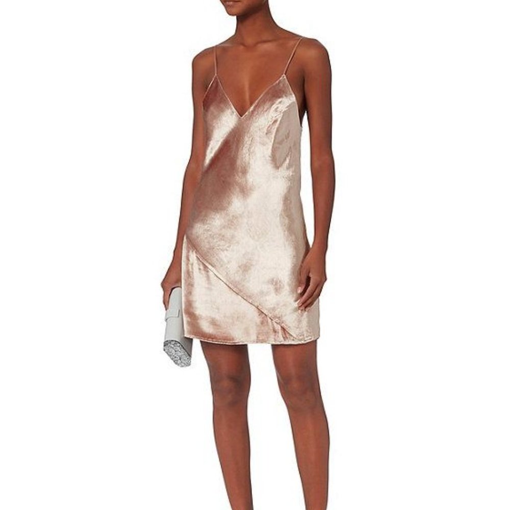 Platinum Rose Velvet Mini Slip Dress